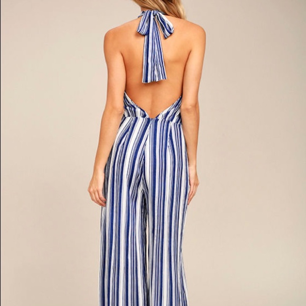 Blue striped jumpsuit